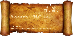 Alexander Mária névjegykártya