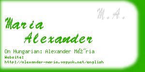 maria alexander business card